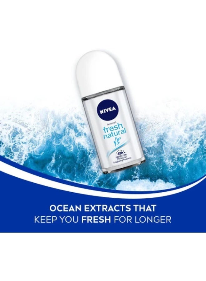 NIVEA FRESH NATURAL 48H PROTECTION Deodorant Roll-on - For Women (50 ml, Pack of 2) - Image 3